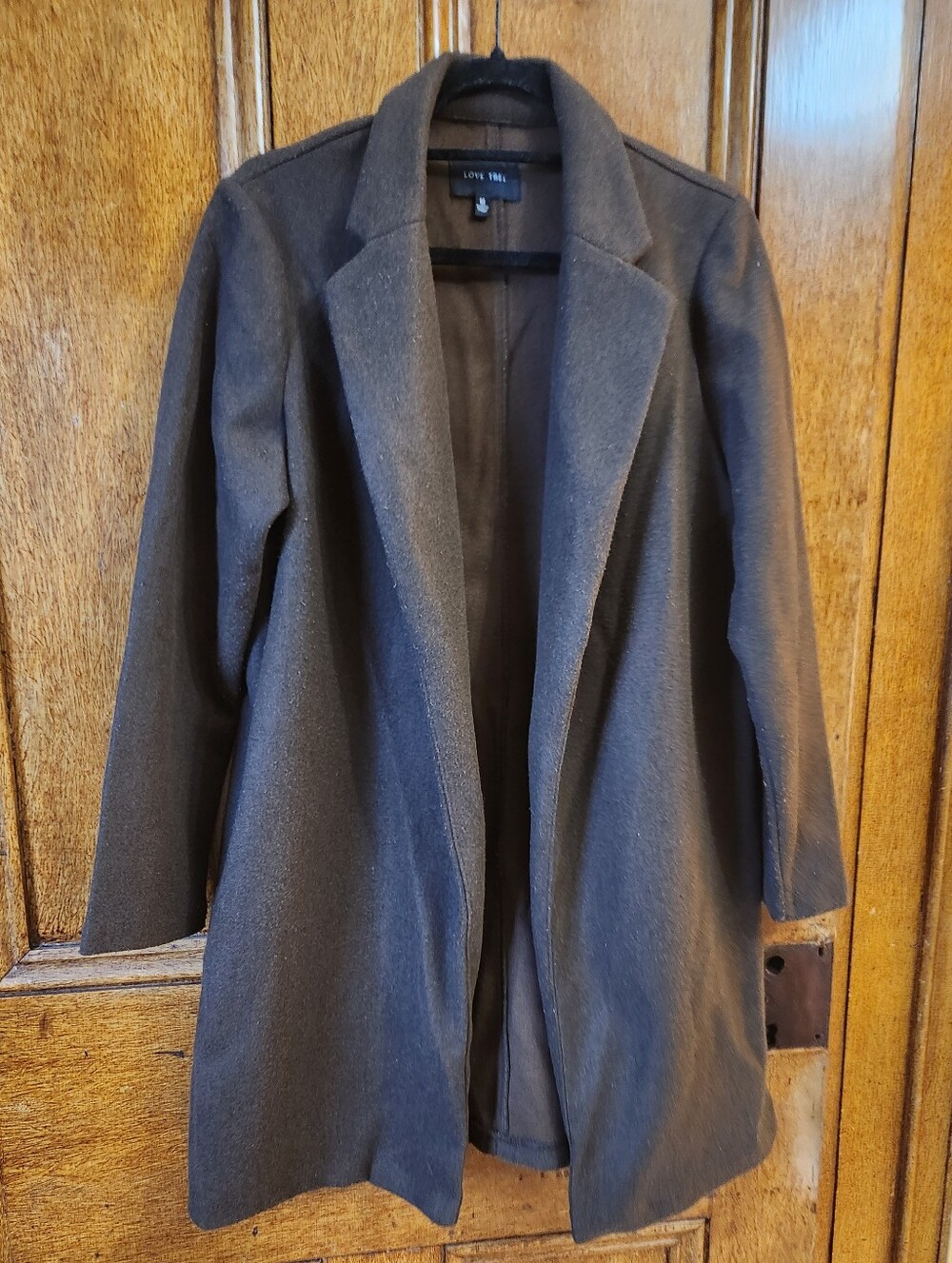 Love Tree Women's Dark Brown Open-Front Trench Coat